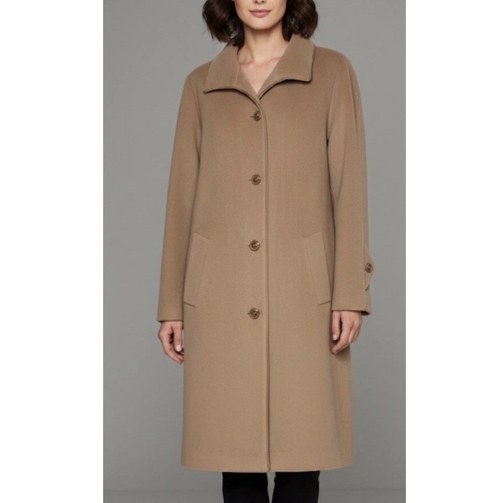 Dennis Basso Button-Up Wool Blend Coat